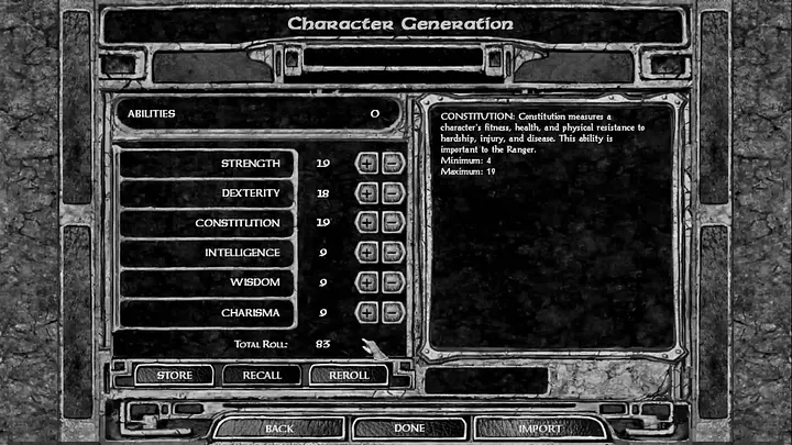 The character building screen at Baldur's Gate 3